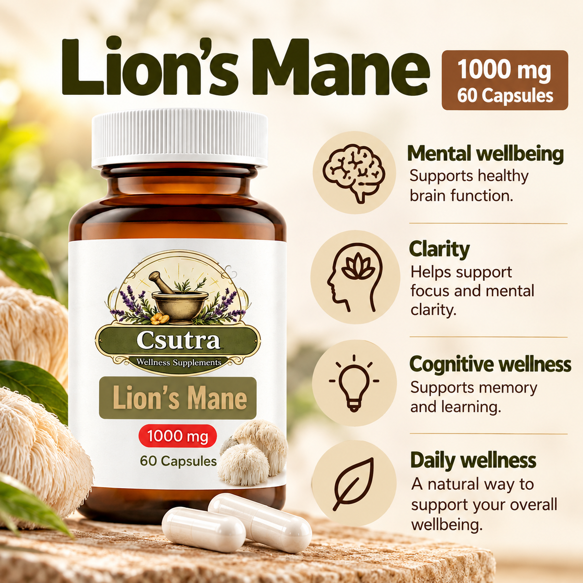 Lion’s Mane Mushroom (1000mg)