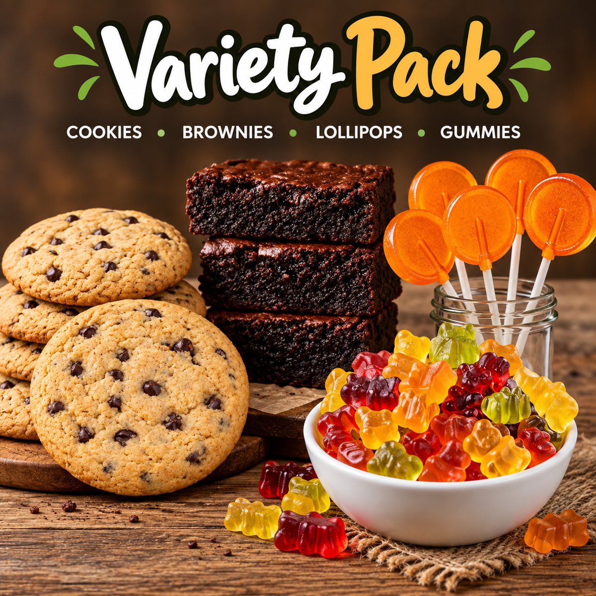 Sativa THC Edibles Variety Pack 1 with Space Cookies, Brownies and gummies - Cannasutra