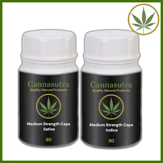 Medium Strength Sativa & Indica THC Capsules at Cannasutra